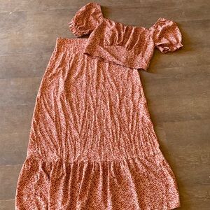 Adorable burnt orange floral two piece set